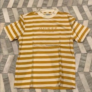 Guess yellow and white striped t shirt